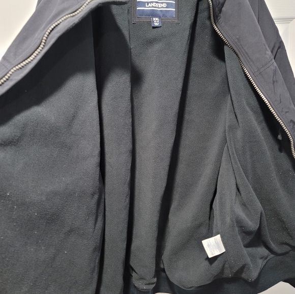 Lands End Mens Puffer Jacket Full Zip Up Long Sleeves Pockets Black Size XXL - Picture 10 of 16